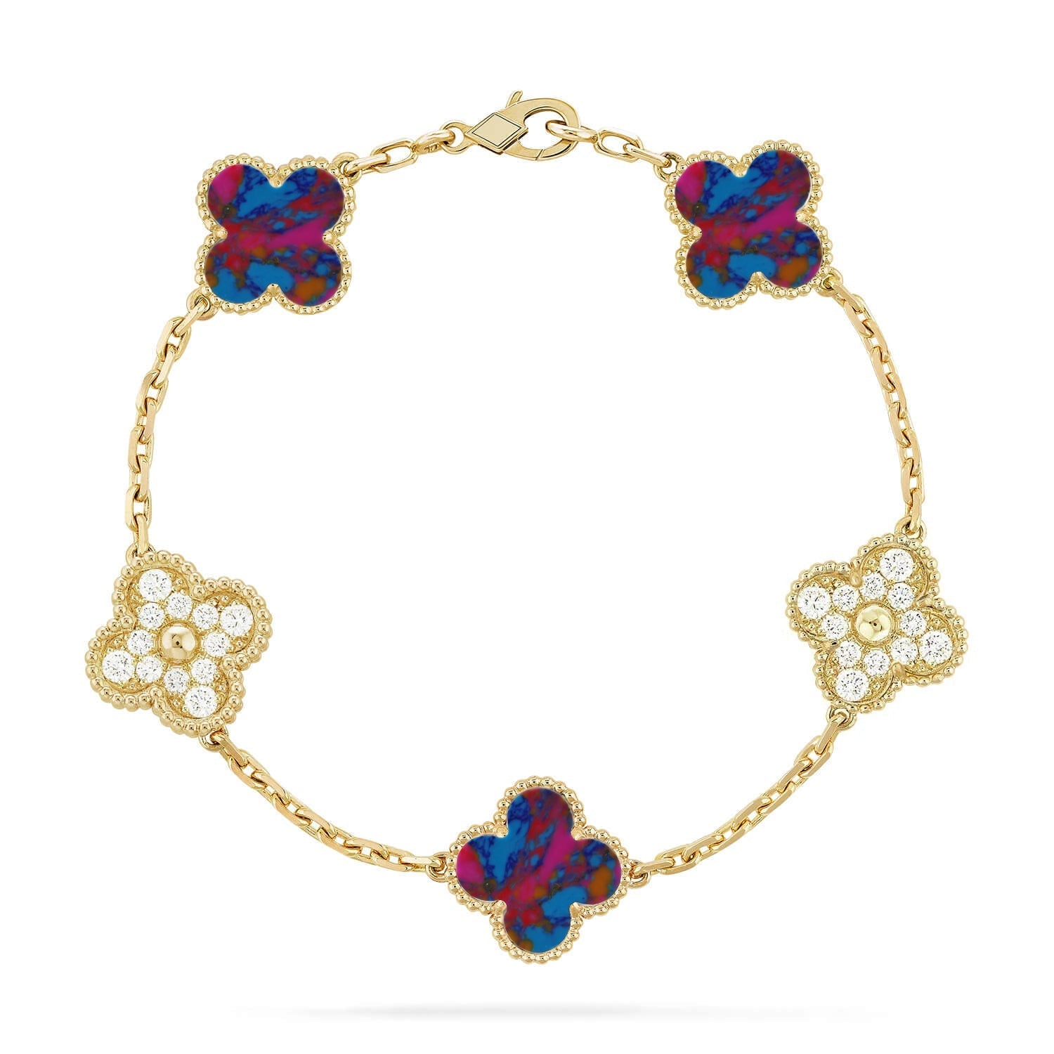 [Glow]New CLOVER 5 MOTIF COLOR GEMSTONES BRACELET COLLECTION