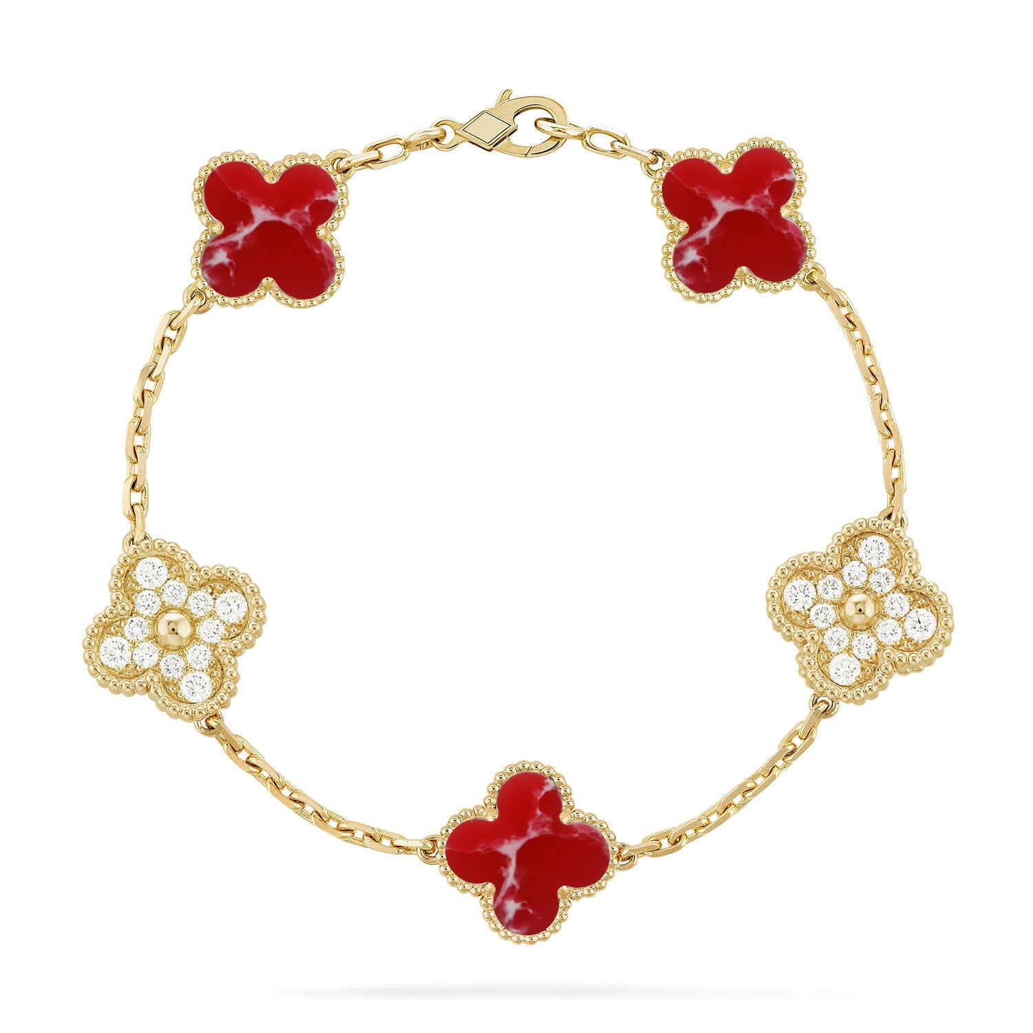 [Glow Jewelry]CLOVER 5 MOTIF RED PATTERN BRACELET COLLECTION
