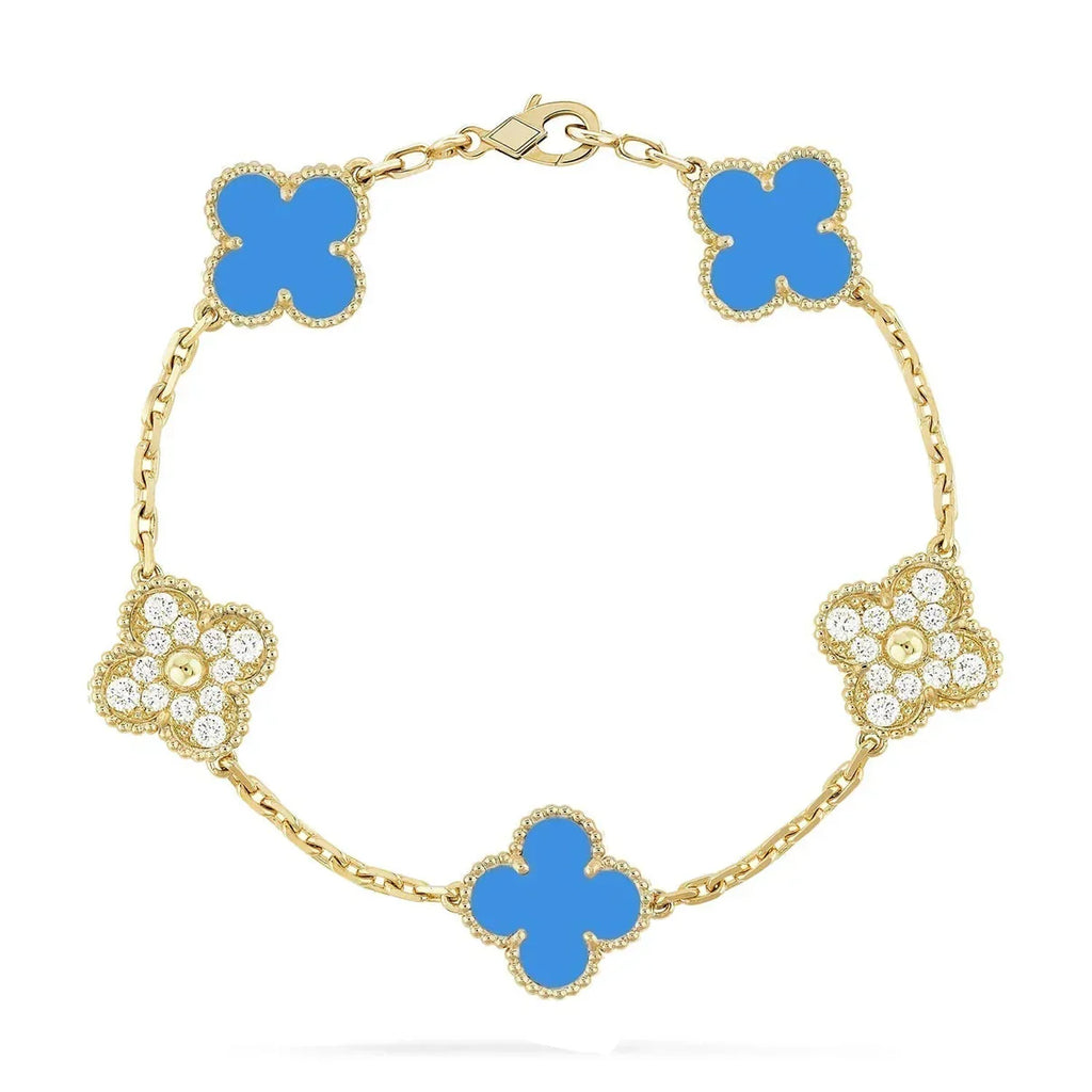 [Glow]New  CLOVER 5 MOTIF BLUE AGATE BRACELET COLLECTION