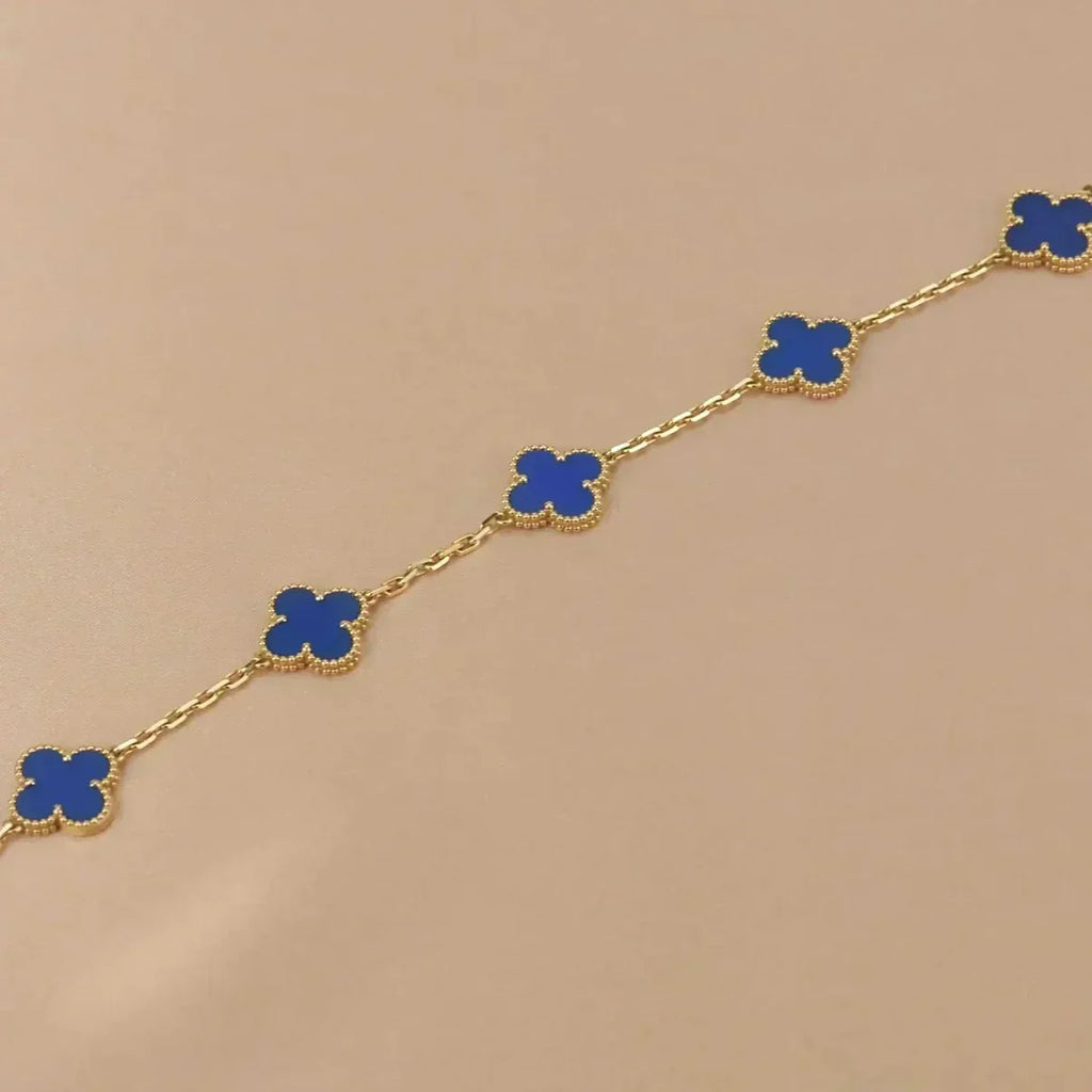 [Glow]New  CLOVER 5 MOTIF BLUE AGATE BRACELET COLLECTION