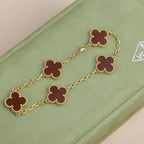 [Glow Jewelry] CLOVER 5 MOTIF RED CORNELIAN BRACELET COLLECTION