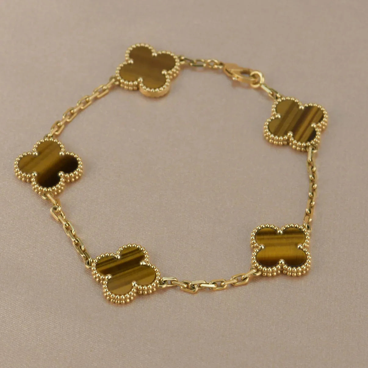 [Glow Jewelry] CLOVER 5 MOTIFS TIGER EYE BRACELET COLLECTION