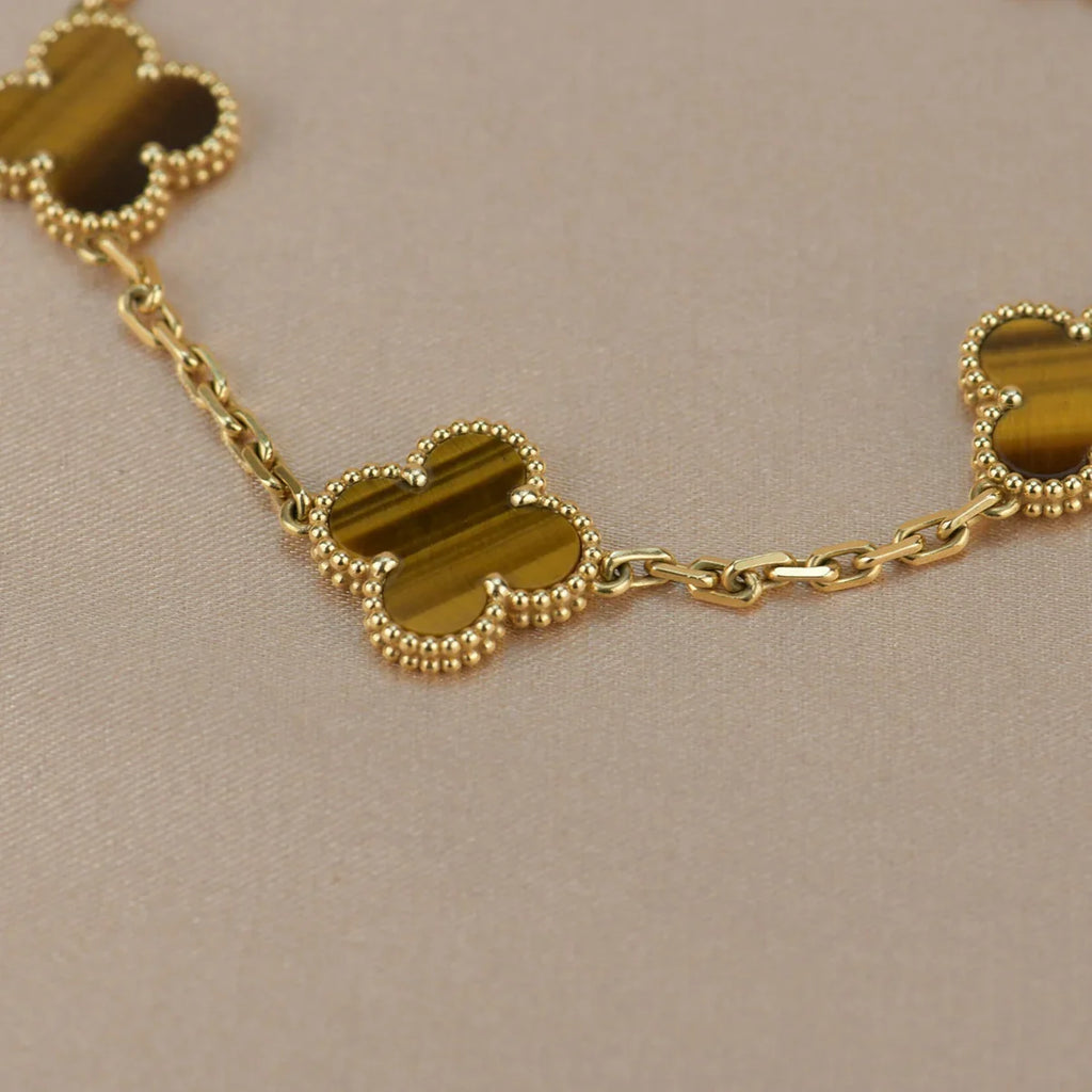 [Glow Jewelry] CLOVER 5 MOTIFS TIGER EYE BRACELET COLLECTION