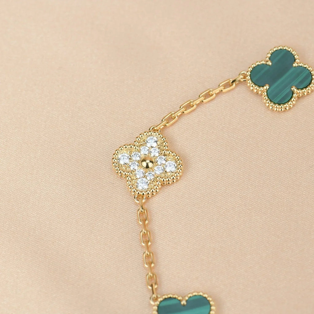 [Glow]New  CLOVER 5 MOTIF MALACHITE BRACELET COLLECTION