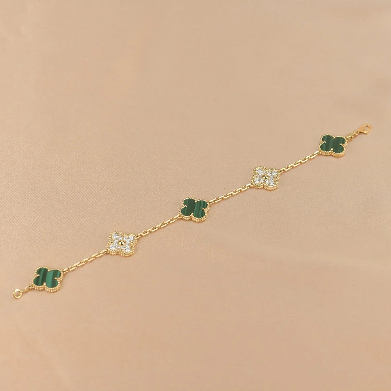 [Glow Jewelry] CLOVER 5 MOTIF MALACHITE BRACELET COLLECTION