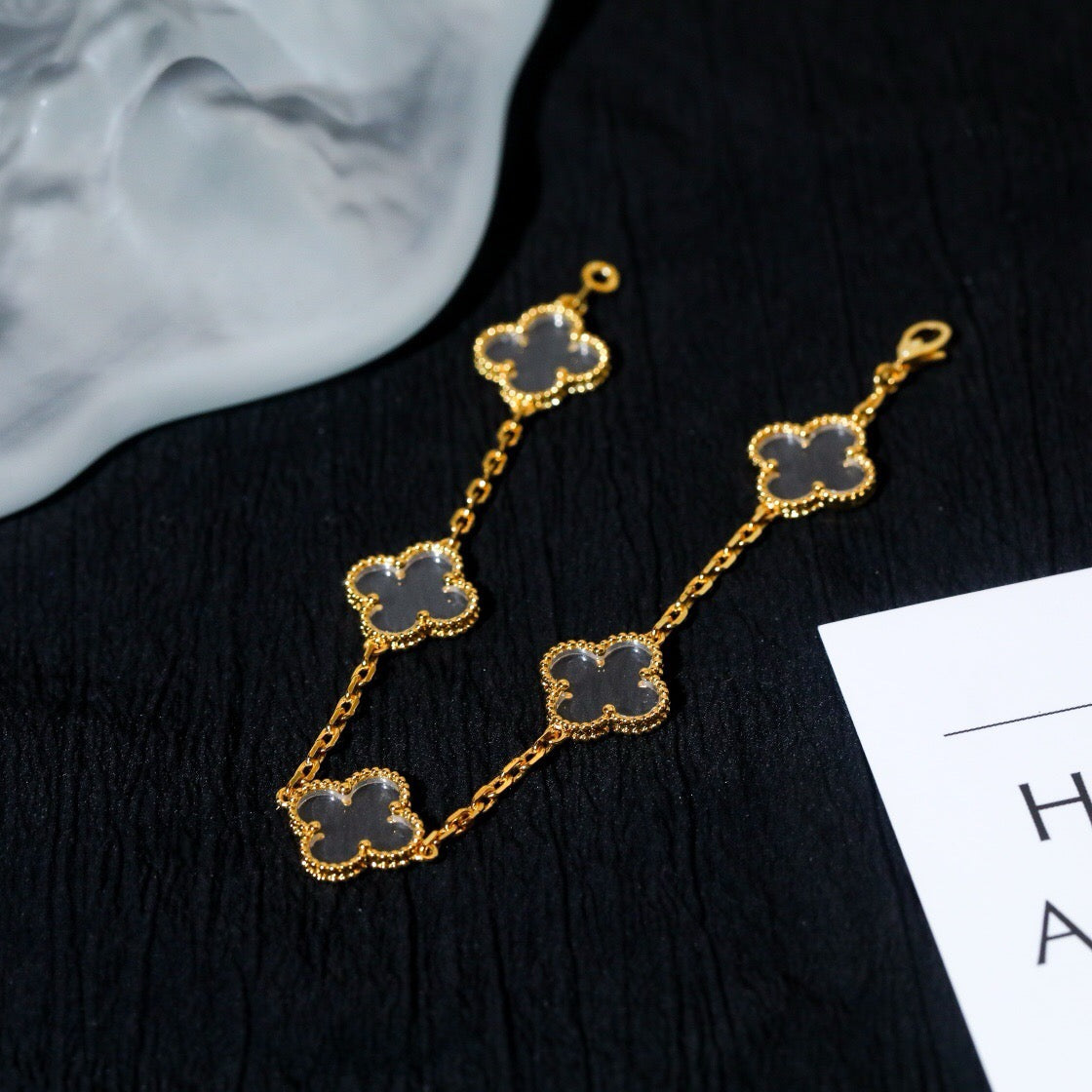 [Glow]New CLOVER 5 MOTIF ROCK CRYSTAL BRACELET