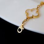 GlowCLOVER 5 MOTIF ROCK CRYSTAL PINK GOLD BRACELET