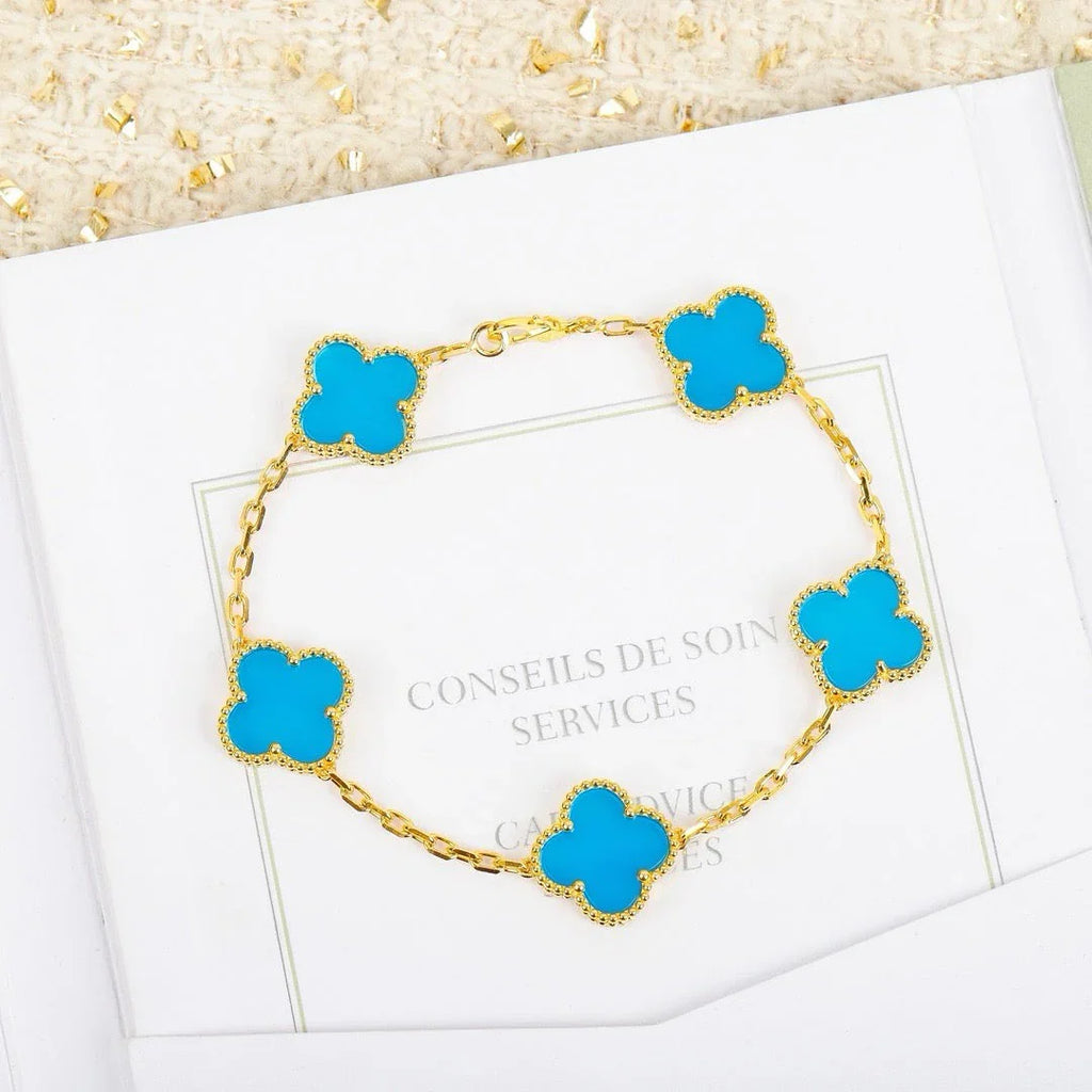 [Glow Jewelry] CLOVER 5 MOTIF TURQUOISE BRACELET COLLECTION