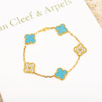 GlowCLOVER 5 MOTIF TURQUOISE DIAMOND GOLD BRACELET