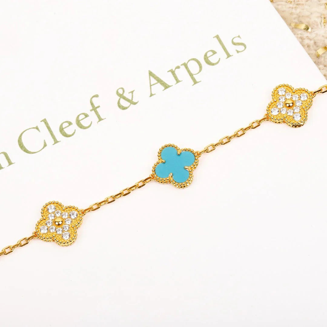 [Glow Jewelry] CLOVER 5 MOTIF TURQUOISE BRACELET COLLECTION