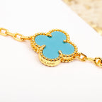 GlowCLOVER 5 MOTIF TURQUOISE DIAMOND GOLD BRACELET