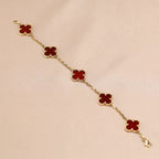 [Glow]New  CLOVER 5 MOTIF RED CORNELIAN BRACELET COLLECTION