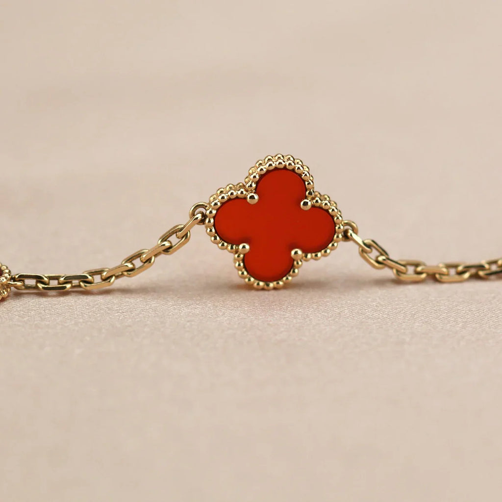 [Glow Jewelry] CLOVER 5 MOTIF RED CORNELIAN BRACELET COLLECTION