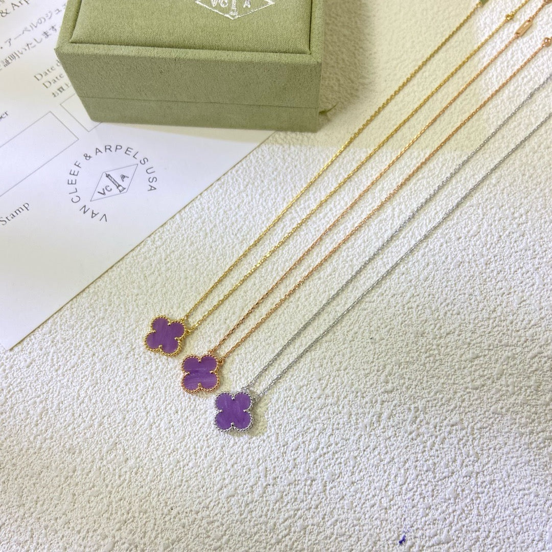GlowCLOVER 15MM  PURPLE VIOLET NECKLACE