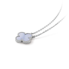 GlowCLOVER 15MM BLUE CHALCEDONY NECKLACE SILVER