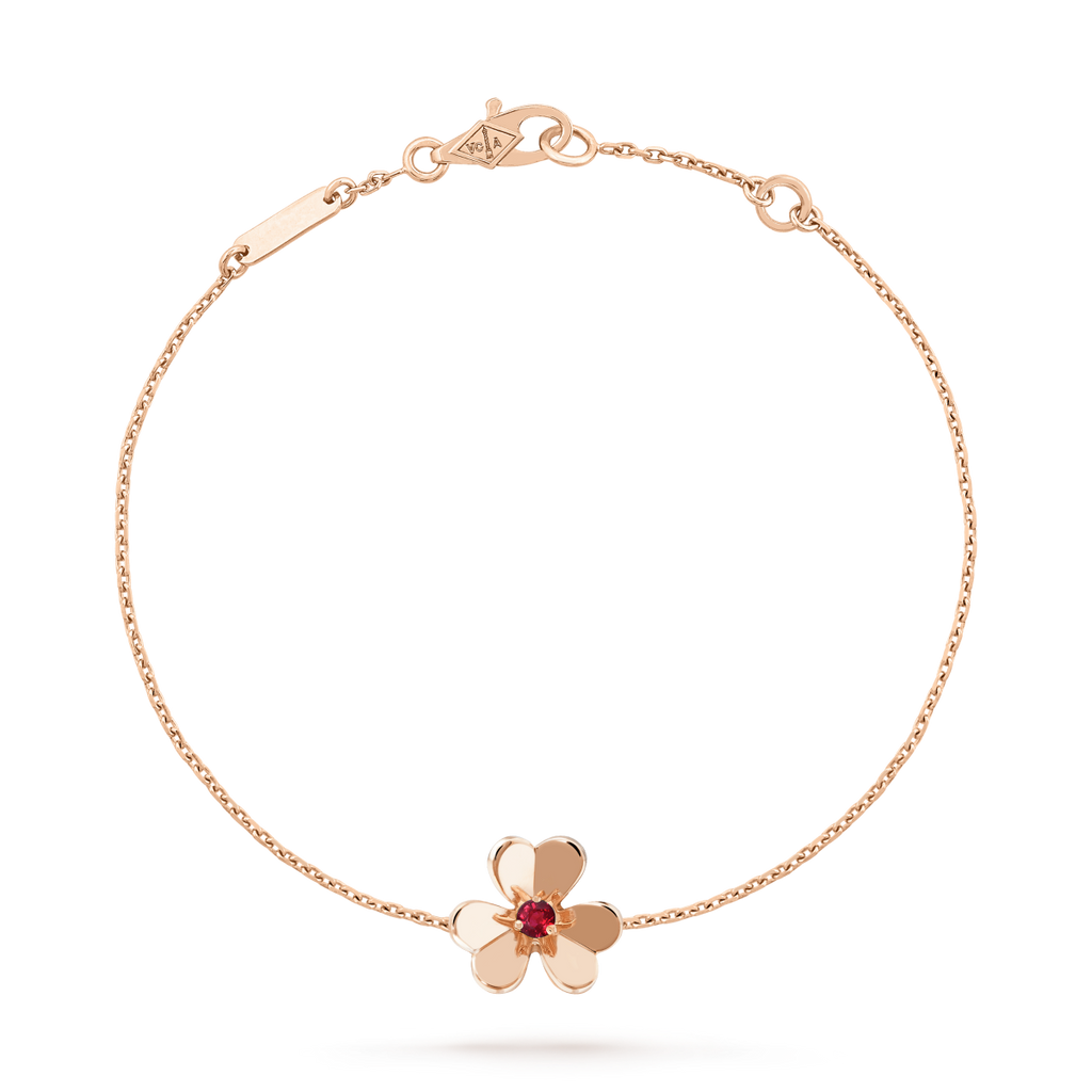 GlowFRIVOLE GOLD FLOWER PINK MALACHITE BRACELET