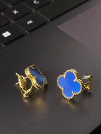 [Glow] CLOVER LARGE (20mm) 1 MOTIFS BLUE MOP STUD EARRINGS