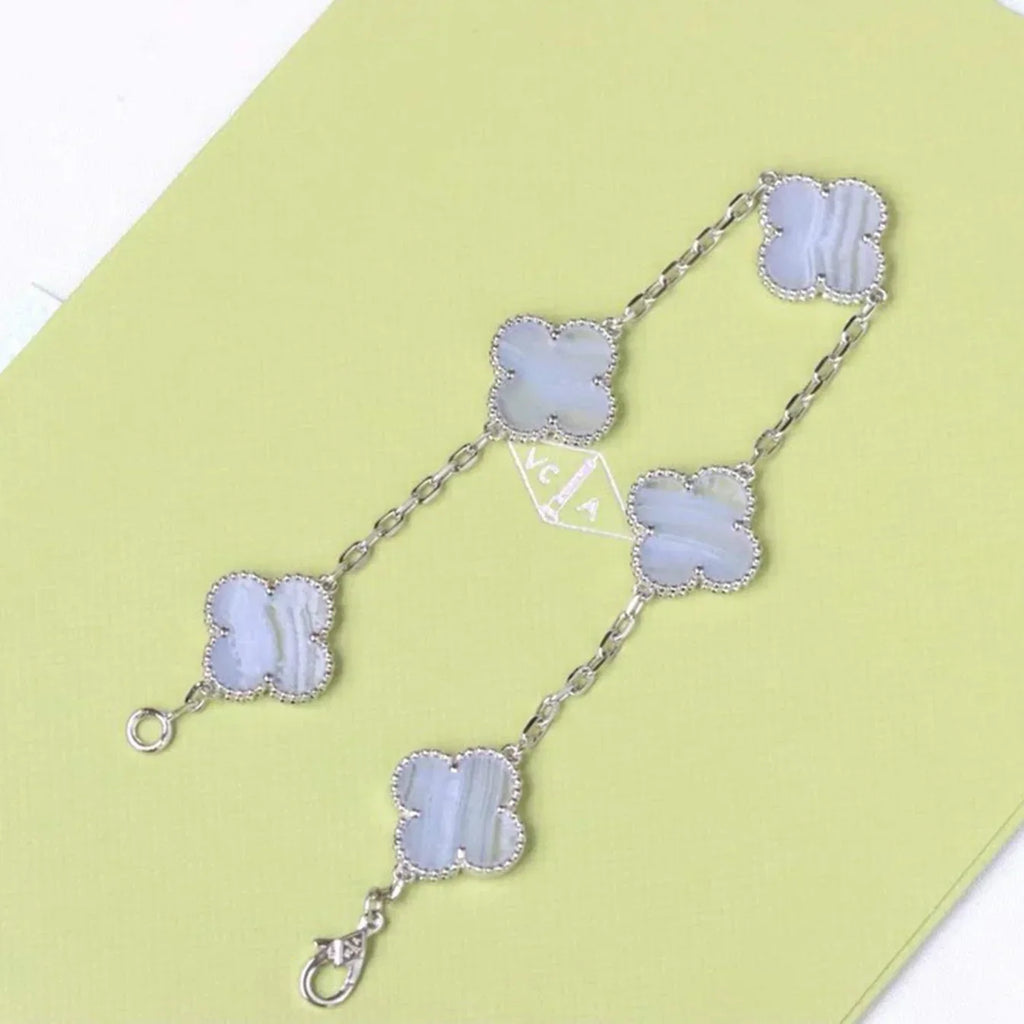 [Glow]New  CLOVER 5 MOTIF PURPLE CHALCEDONY BRACELET COLLECTION