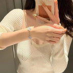 [Glow]New  CLOVER 5 MOTIF PURPLE CHALCEDONY BRACELET COLLECTION