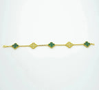 [Glow Jewelry] CLOVER 5 MOTIF MALACHITE BRACELET COLLECTION