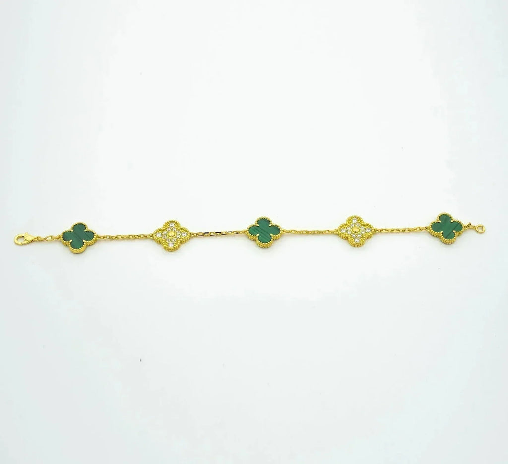 [Glow]New  CLOVER 5 MOTIF MALACHITE BRACELET COLLECTION