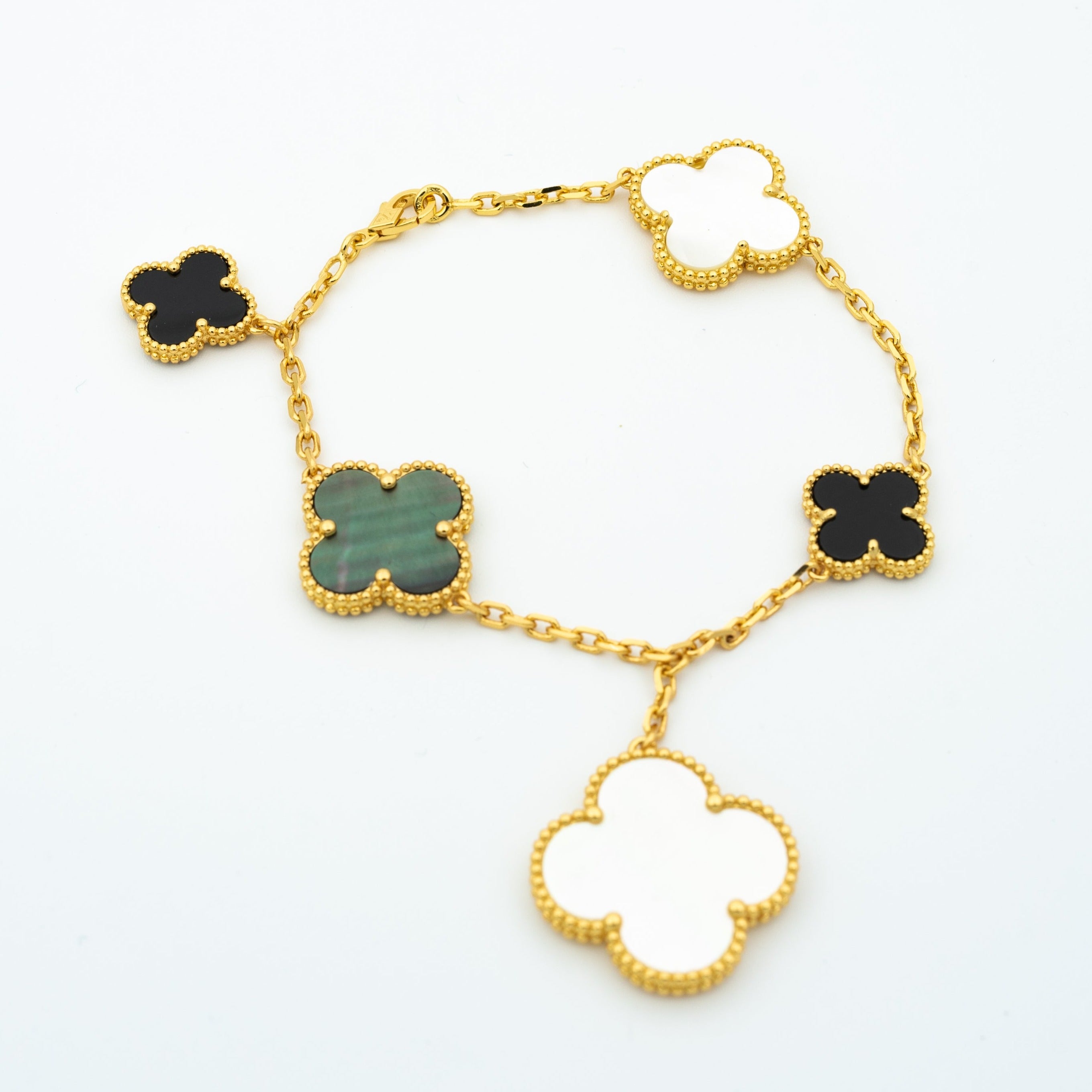 GlowCLOVER BRACELET 5 MOTIFS ONYX MOP