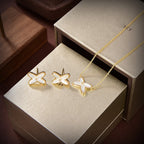 GlowJEUX DE WHITE MOP GOLD DIAMOND EARRINGS