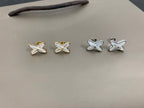 GlowJEUX DE WHITE MOP SILVER DIAMOND EARRINGS