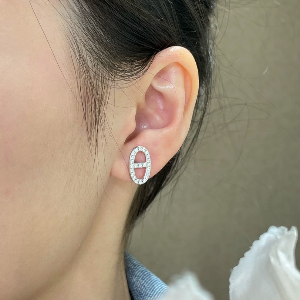 GlowHM FULL DIAMOND PIG NOSE STUD EARRINGS