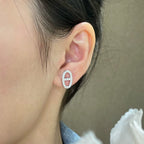 GlowHM FULL DIAMOND PIG NOSE STUD EARRINGS