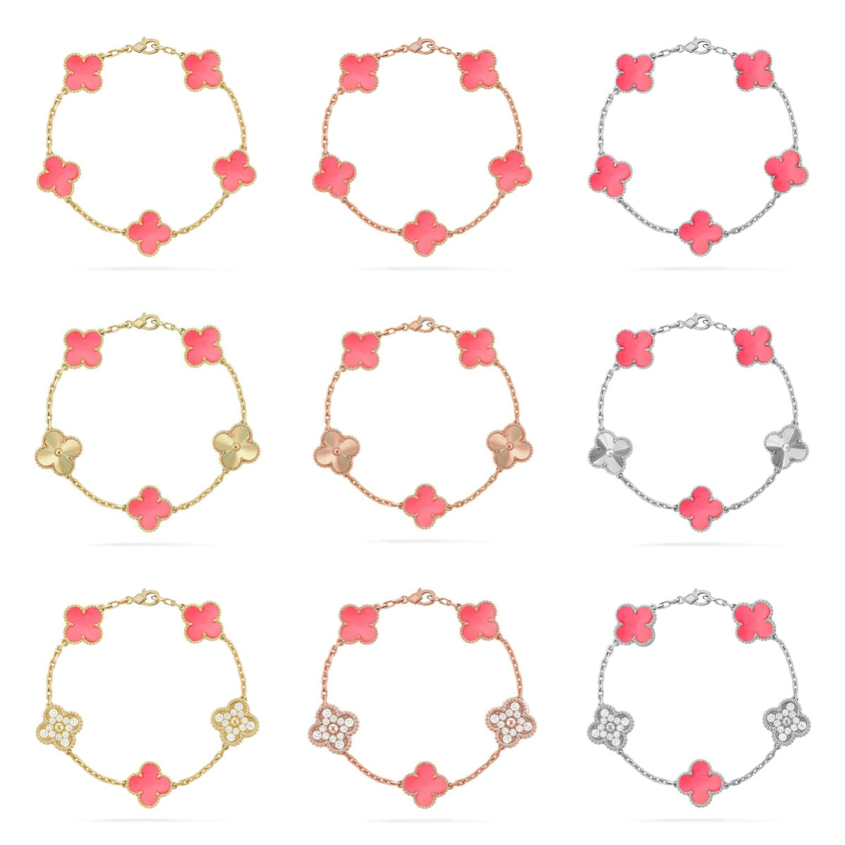 [Glow]New  CLOVER 5 MOTIFS  PINK MOP BRACELET COLLECTION
