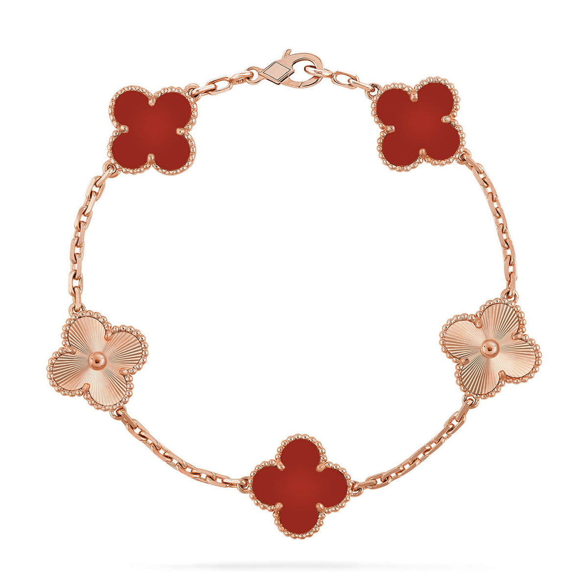 [Glow Jewelry] CLOVER 5 MOTIF RED CORNELIAN BRACELET COLLECTION