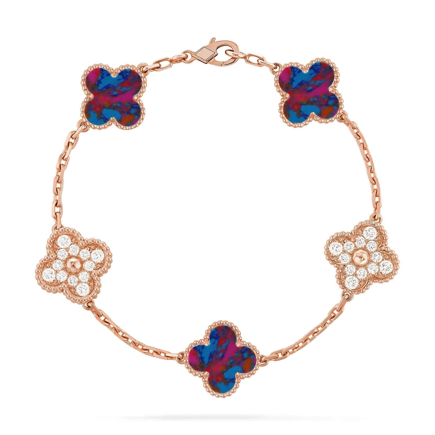 [Glow]New CLOVER 5 MOTIF COLOR GEMSTONES BRACELET COLLECTION