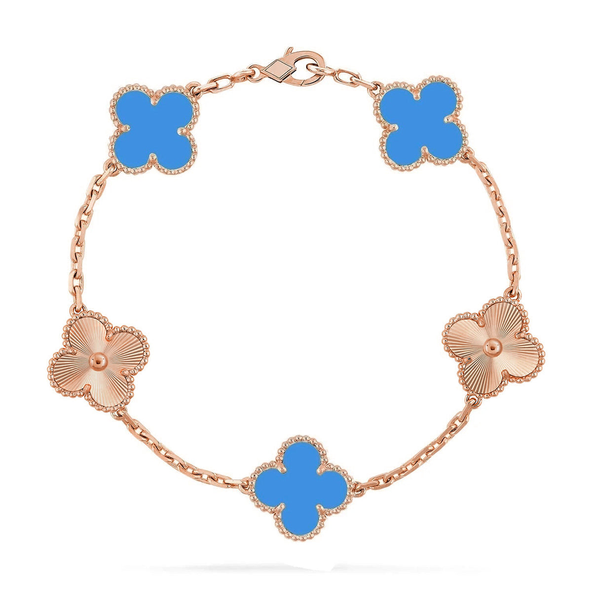 [Glow Jewelry] CLOVER 5 MOTIF BLUE AGATE BRACELET COLLECTION