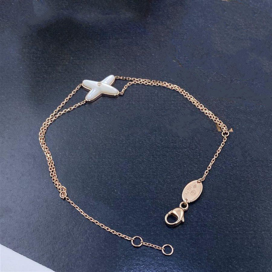 GlowJEUX BRACELET WHITE MOP PINK GOLD 1 DIAMOND