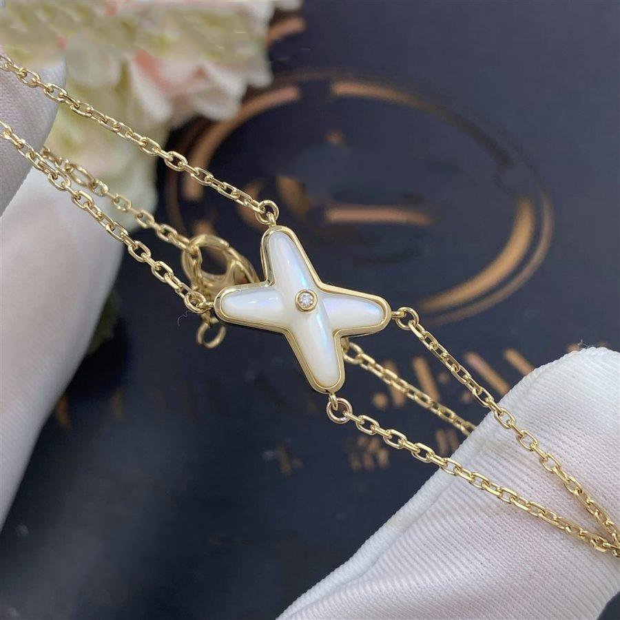 GlowJEUX BRACELET WHITE MOP GOLD 1 DIAMOND