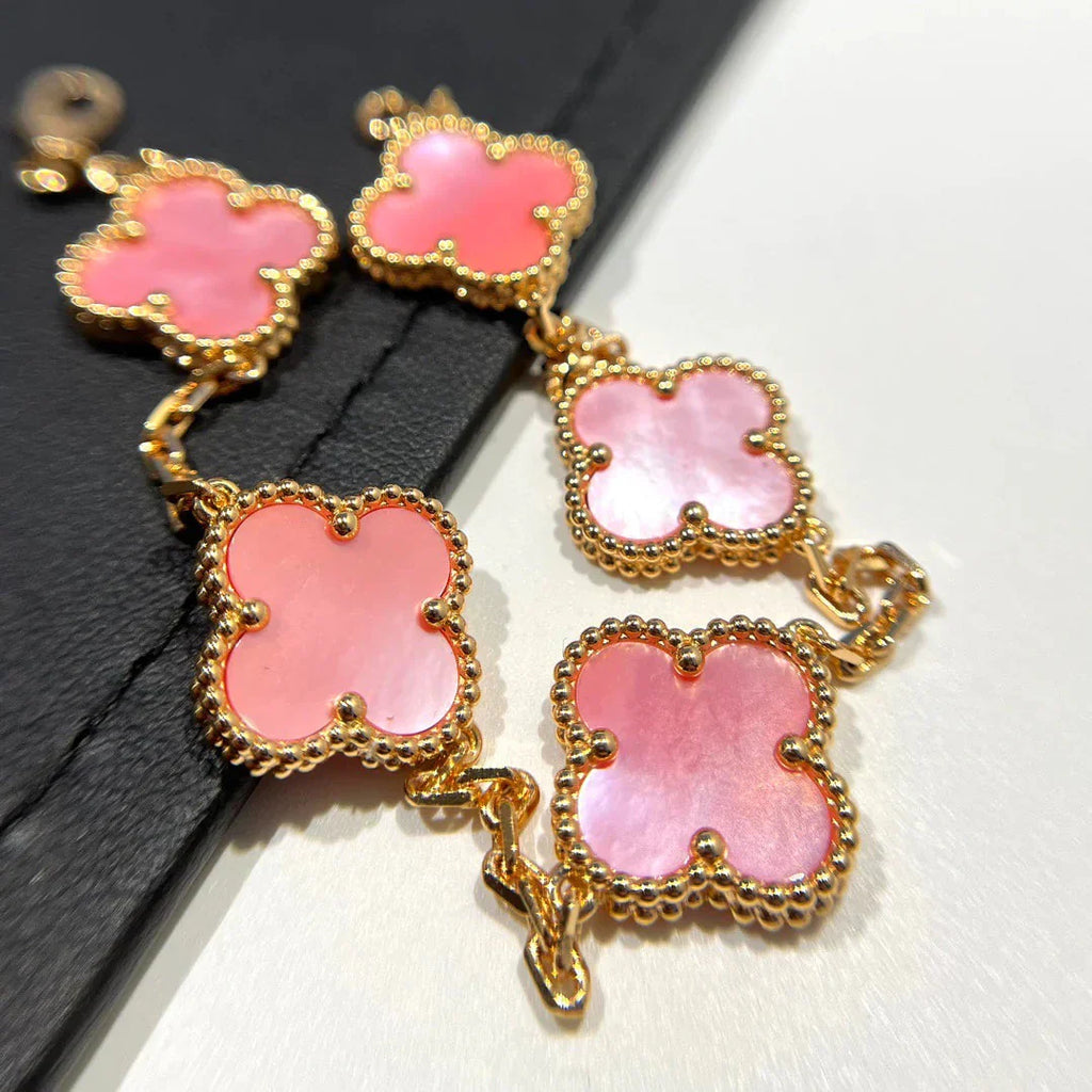 [Glow]New  CLOVER 5 MOTIFS  PINK MOP BRACELET COLLECTION