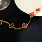 [Glow]New  CLOVER 5 MOTIF RED CORNELIAN BRACELET COLLECTION