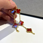[Glow Jewelry] CLOVER 5 MOTIF RED CORNELIAN BRACELET COLLECTION