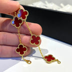 [Glow]New  CLOVER 5 MOTIF RED CORNELIAN BRACELET COLLECTION