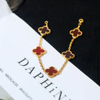 [Glow]New  CLOVER 5 MOTIF RED CORNELIAN BRACELET COLLECTION