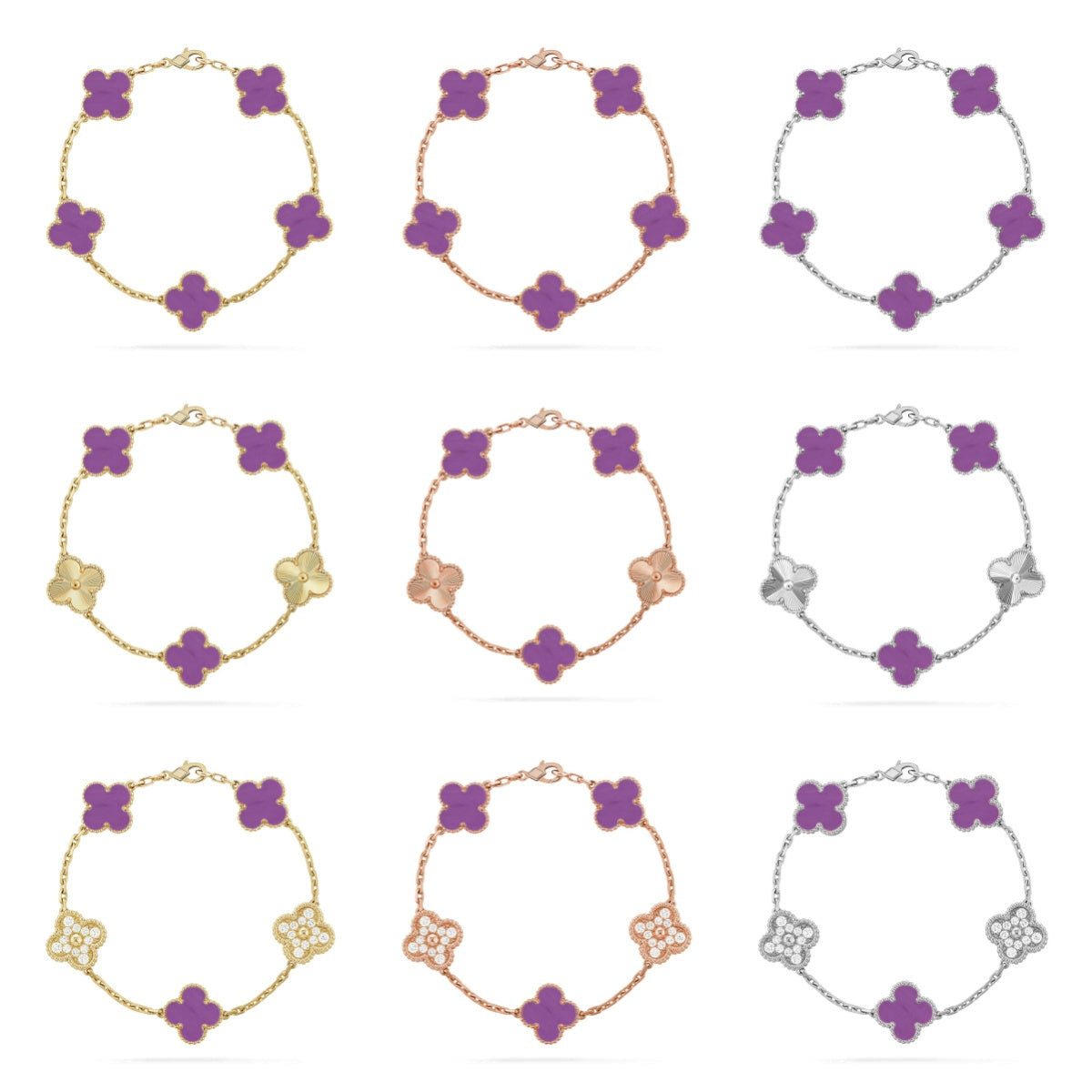 [Glow]New  CLOVER 5 MOTIF VIOLET BRACELET COLLECTION