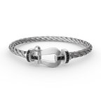GlowFORCE LARGE HORSESHOE BLACK DIAMOND BRACELET SILVER