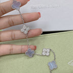 [Glow]New  CLOVER 5 MOTIF PURPLE CHALCEDONY BRACELET COLLECTION