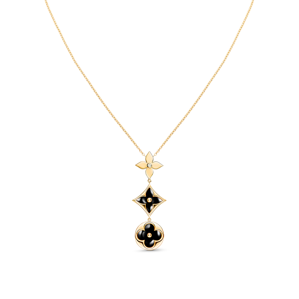GlowSTAR AND SUN ONYX PINK GOLD NECKLACE