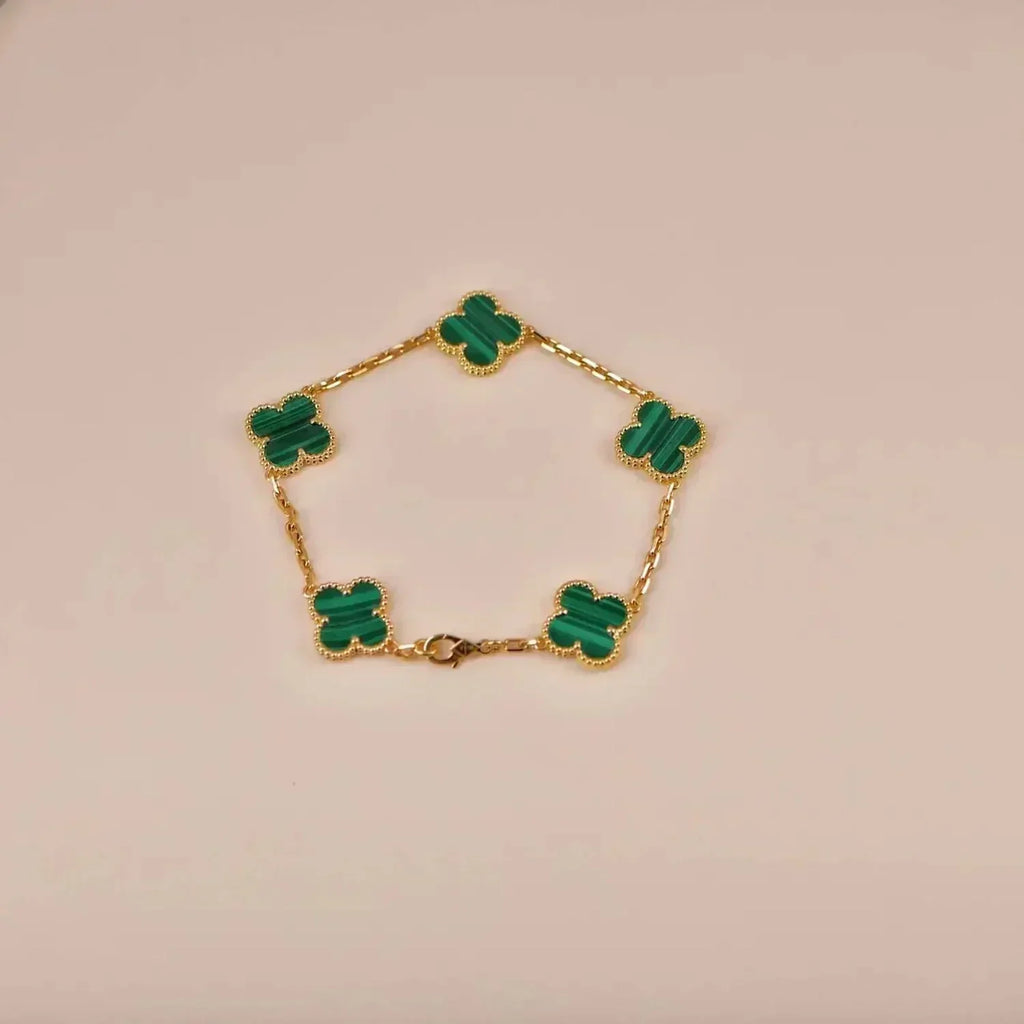 [Glow]New  CLOVER 5 MOTIF MALACHITE BRACELET COLLECTION