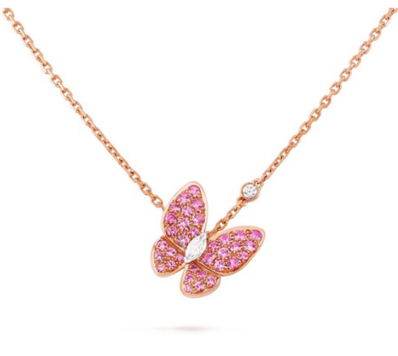 GlowBUTTERFLY RED DIAMOND ROSE GOLD NECKLACE