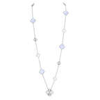 [Glow Jewelry]DETACHABLE CLOVER 15(11+4) FLOWER SILVER NECKLACE SET