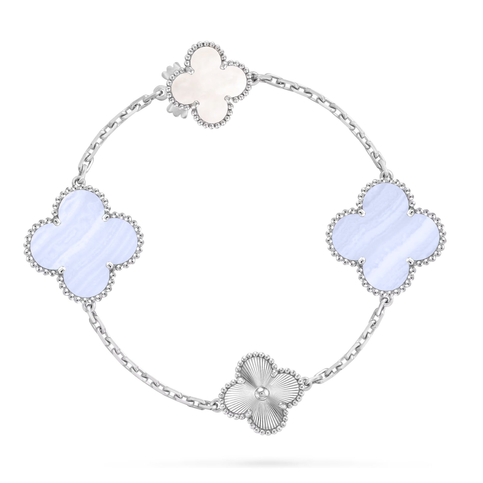 [Glow Jewelry]DETACHABLE CLOVER 15(11+4) FLOWER SILVER NECKLACE SET