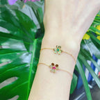GlowFRIVOLE GOLD FLOWER PINK MALACHITE BRACELET